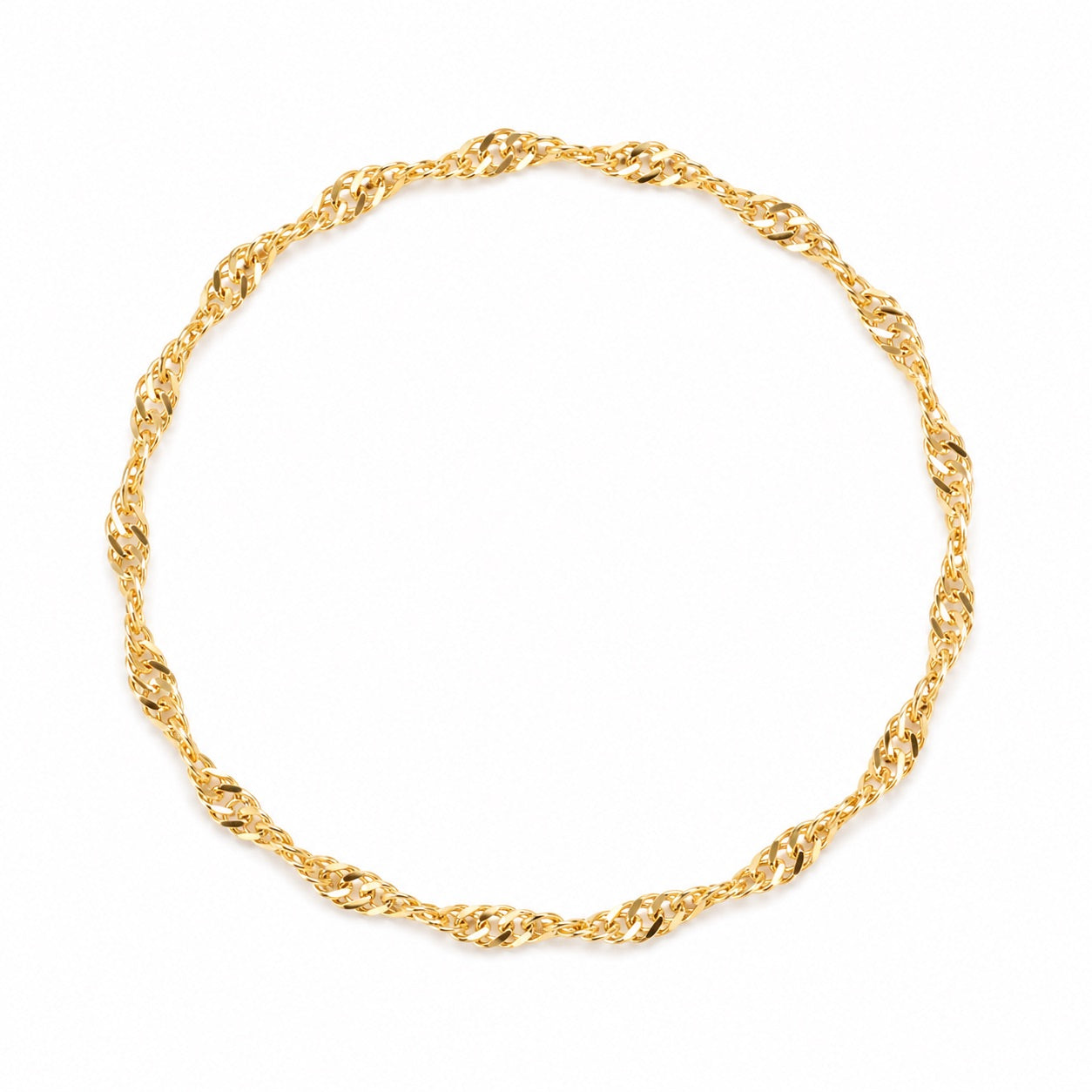 14k Solid Gold Wave Chain Ring by Golden Bond Jewelry