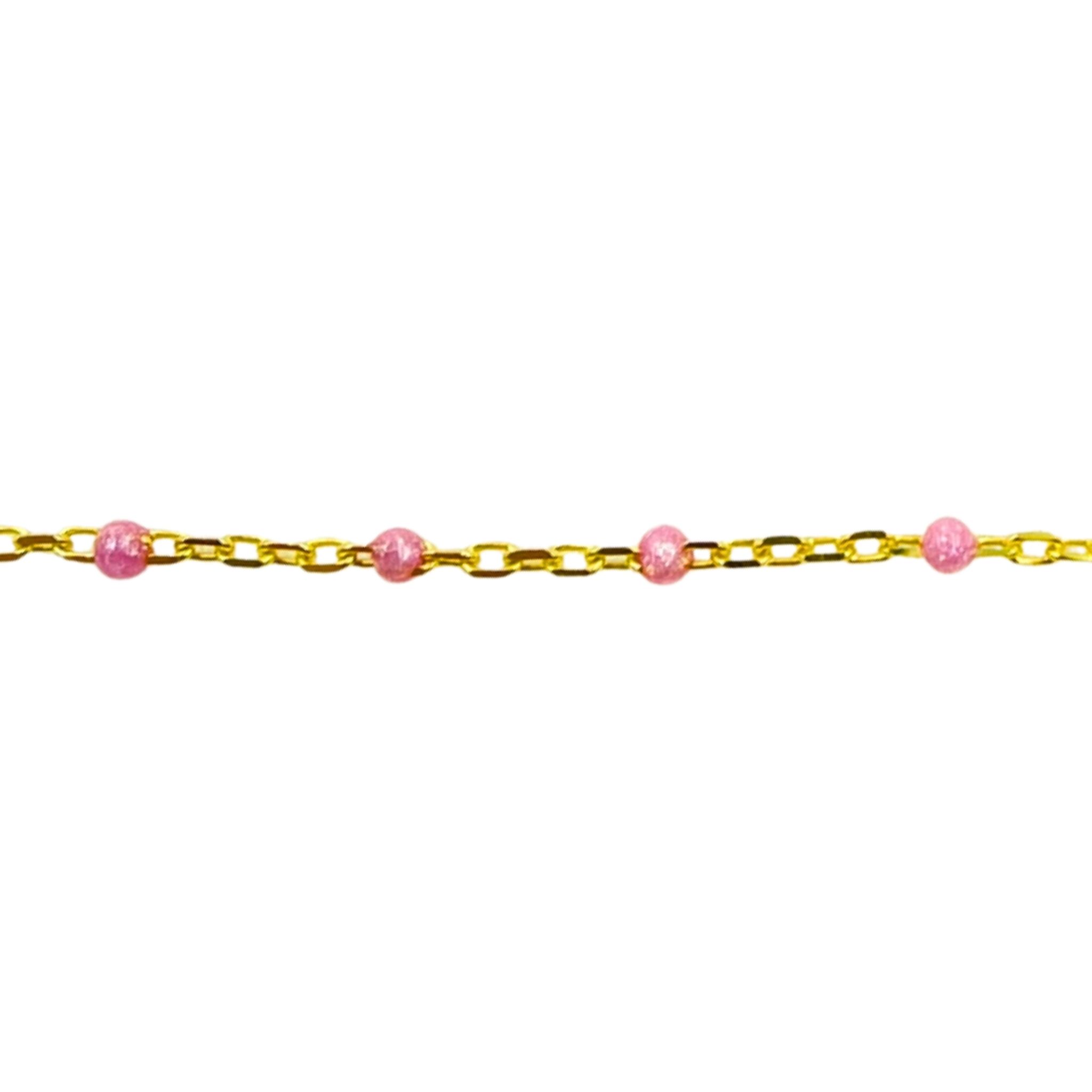 Permanent Jewelry Light Pink Enamel and Gold