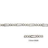 Permanent Jewelry DC VA MD - Silver Figaro chain on a white background
