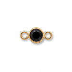 black faceted cut stone in gold bezel setting