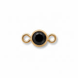 black faceted cut stone in gold bezel setting