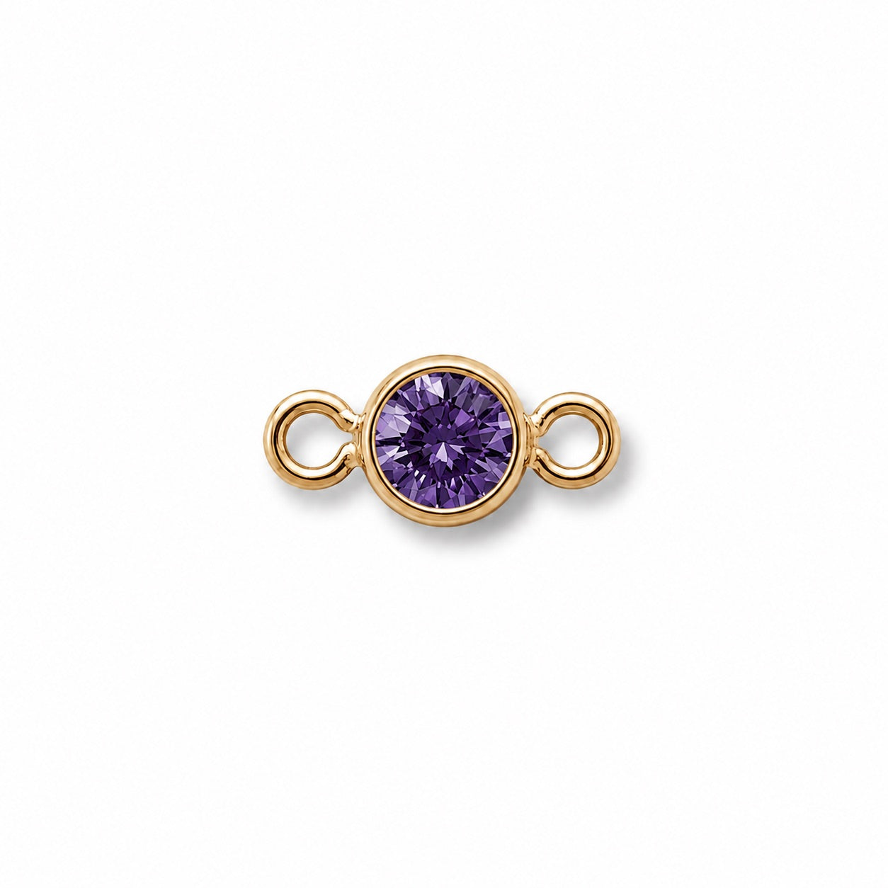 February amethyst gemstone gold charm for bracelet making
