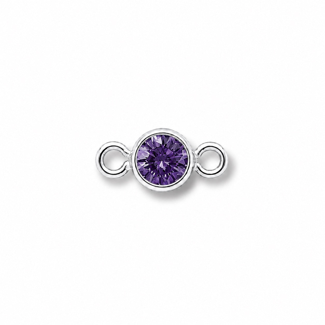 February amethyst gemstone silver charm for bracelet making