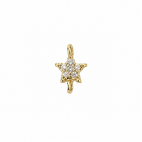 A small gold star-shaped jewelry charm with a cluster of clear stones in the center, shown on a plain white background.
