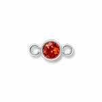 Silver jewelry connector with a July ruby gemstone on a white background