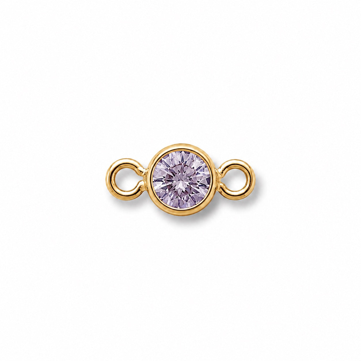 June birthstone gold jewelry charm. Alexandrite gemstone on a white background