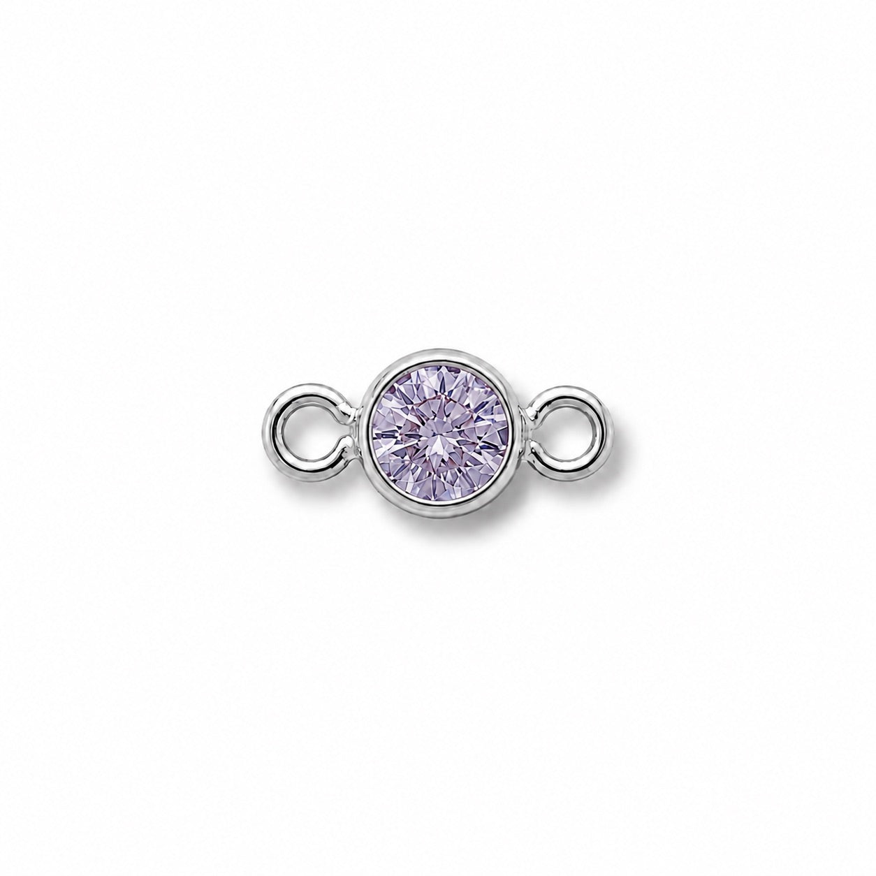 June birthstone silver jewelry charm. Alexandrite gemstone on a white background