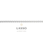 Silver wheat chain necklace with 'Lasso' branding on a white background