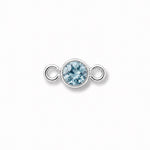 Silver jewelry connector with a light blue gemstone on a white background