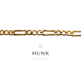 Hunk Anklet - 14k Gold Modern - Statement Figaro Chain