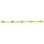 Gold bracelet with green gemstones on a white background