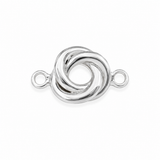 A polished silver twist clasp connector with two loops on either side, shown on a clean white background.