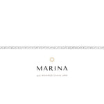 Silver chain with 'MARINA' branding on a white background