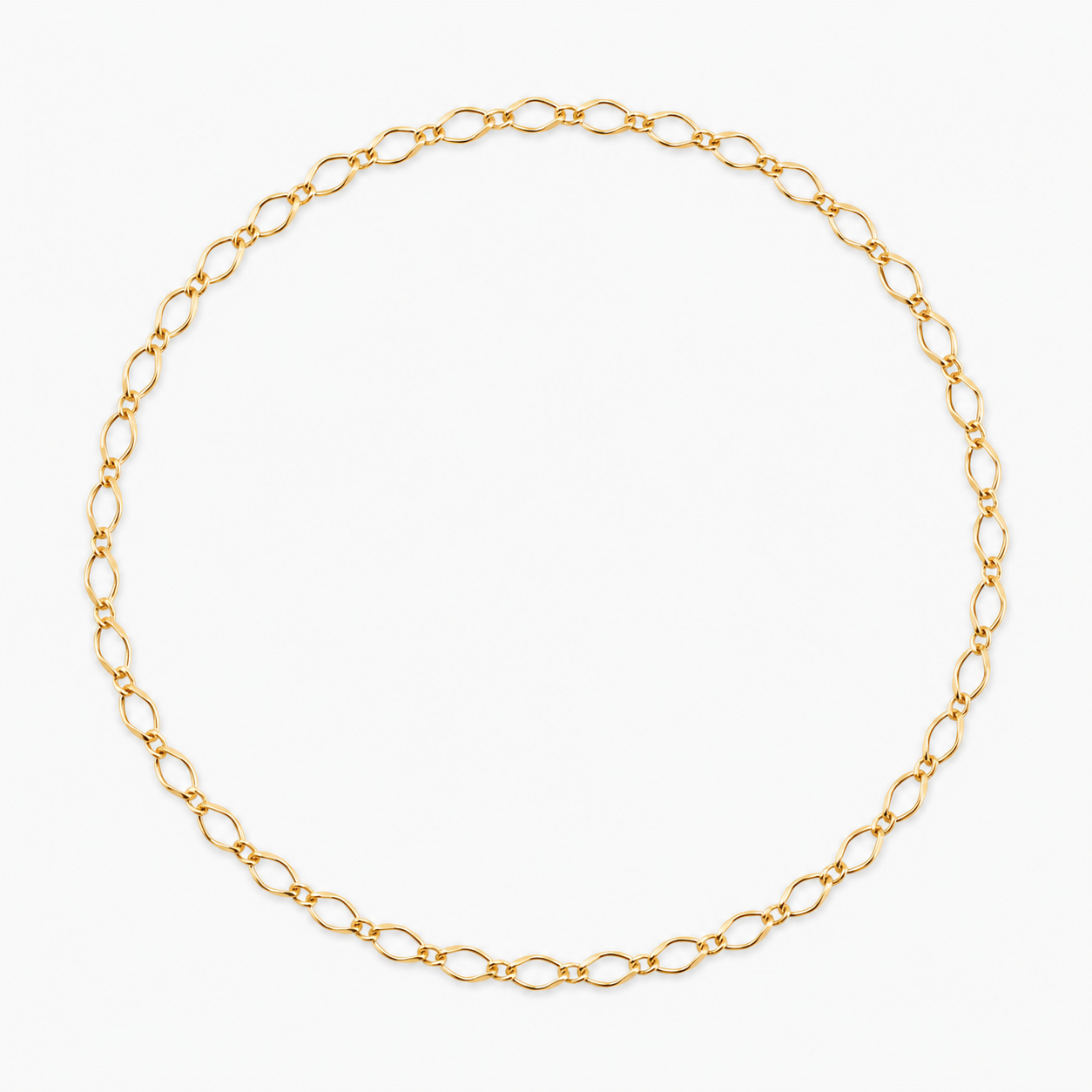 Golden Bond permanent jewelry Infinity style Gold chain bracelet on a white background