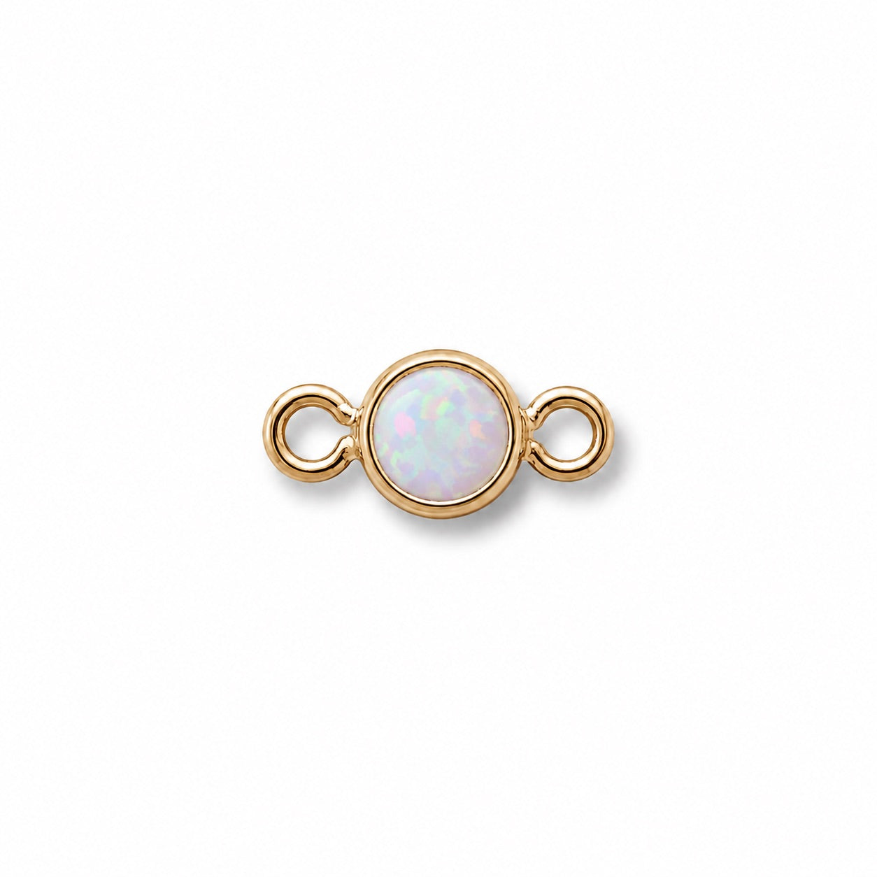 Gold opal bezel bracelet charm connector.