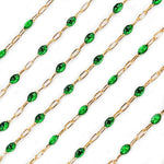 Green Bead Stone on 14k Gold Chain
