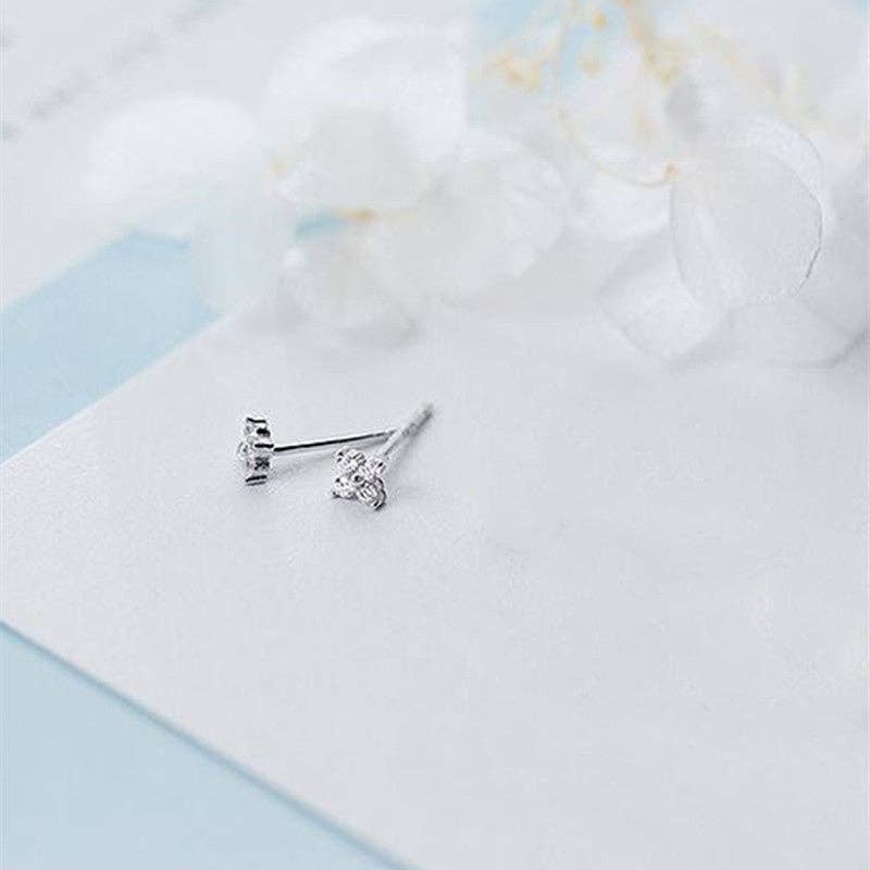 Tiny Four Petal Flower Stud Earrings