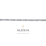 A gold bracelet with delicate links, labeled 'ALEXIA' on a white background